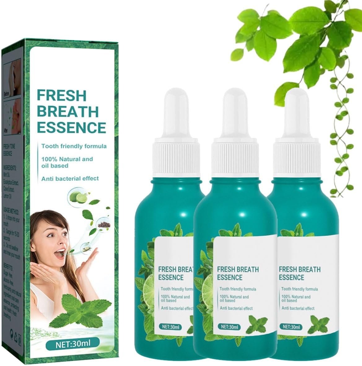 BAcion Fresh Breath Oral Care Essence – Clean Teeth Gel, Natural Breath Freshening Drops – Easy to Carry