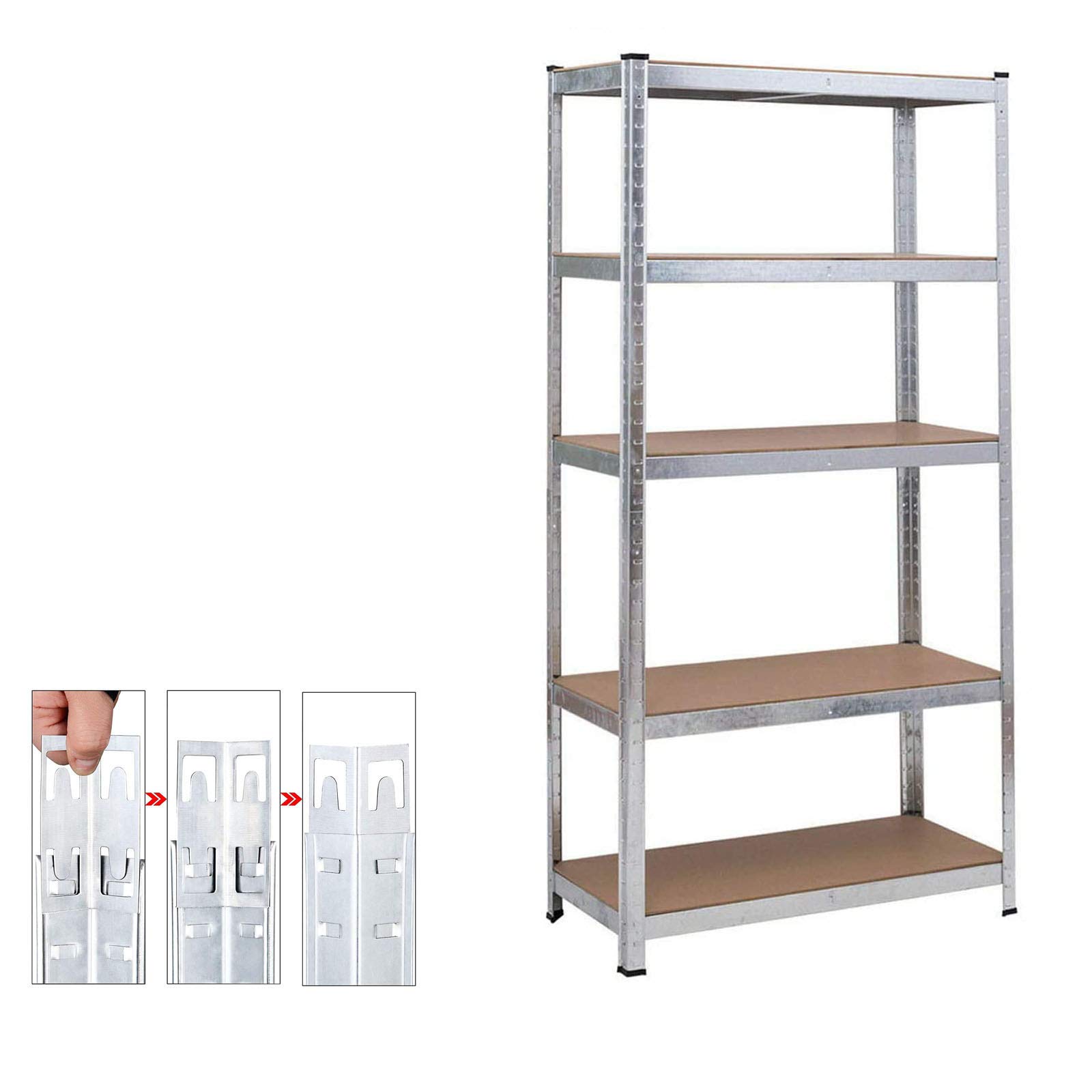 Lucn Scaffale per cantina, in metallo, per carichi pesanti, per garage, per officina, fino a 875 kg, portata 200 x 100 x 50 cm, zincato