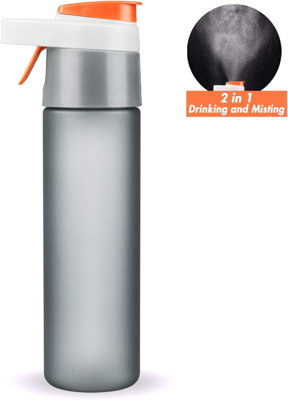 Powcoo Sports Water Bottle with Cooling Mist, Leak Proof Motivational Water Bottle BPA Free Tritan Plastic Eco Friendly Sports Water Bottles with Spraying Nozzle for Cycling,Running,Gym