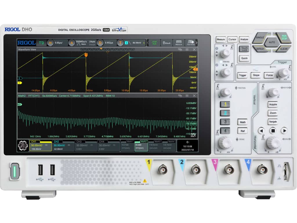Rigol DHO1074 Digital Oscilloscope front view with screen and controls