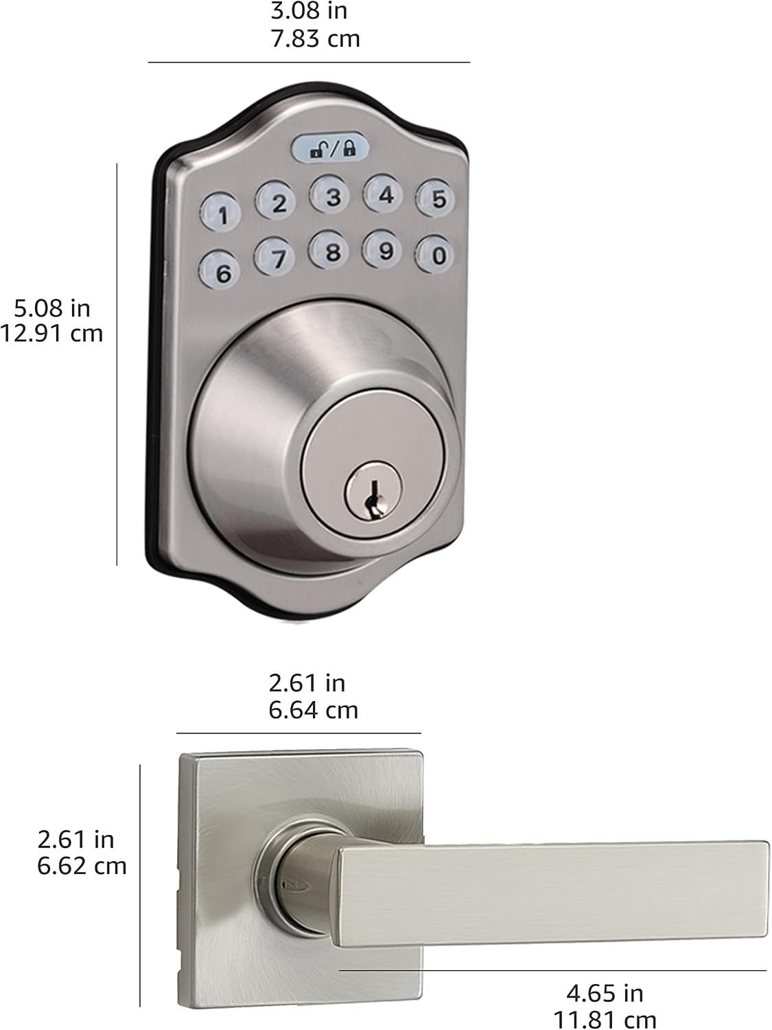 Amazon Basics Traditional Electronic Keypad Deadbolt Door Lock with Passage Lever - Satin Nickel