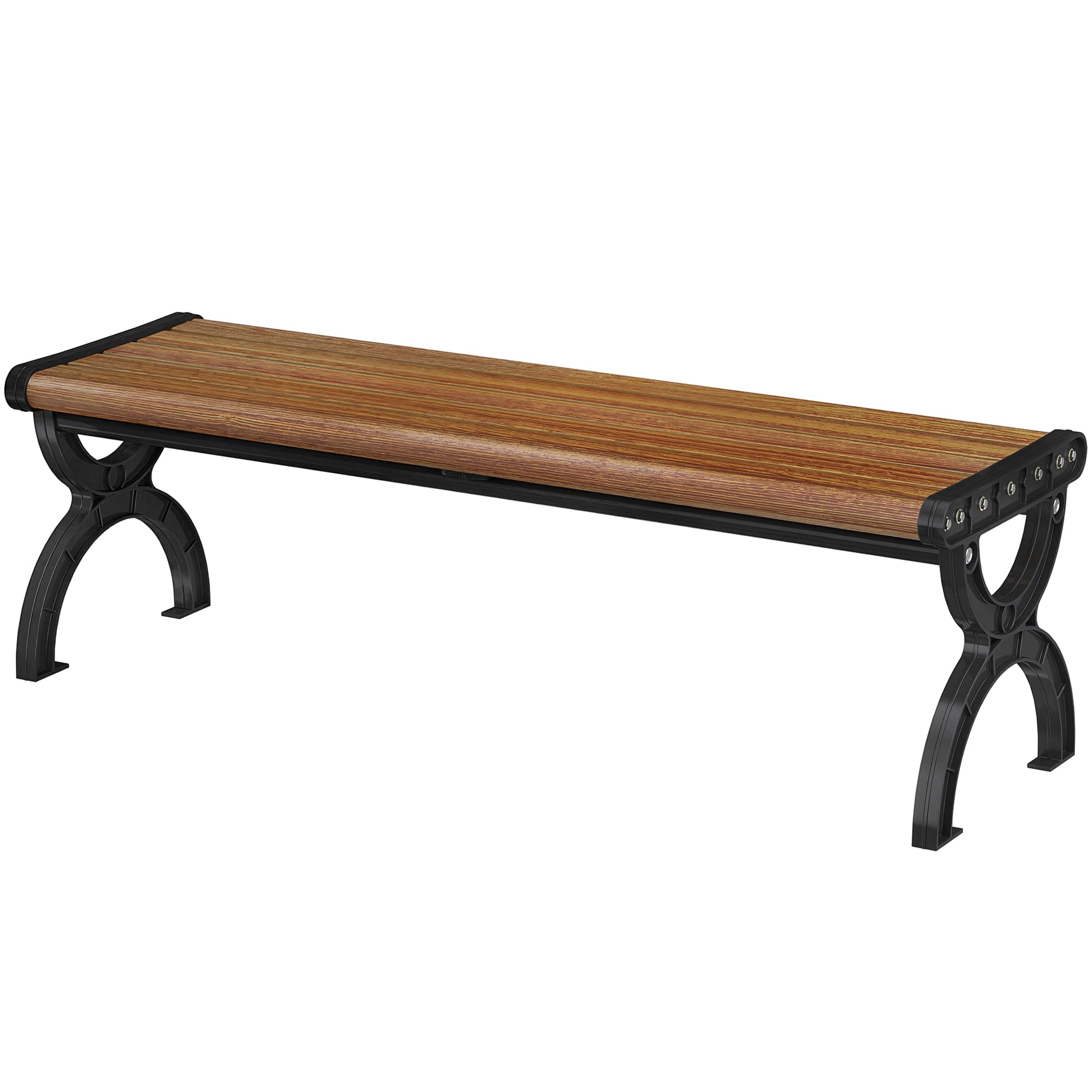 Outsunny Banc de Jardin Banc extérieur 2 Places avec Cadre en Métal et Assise à Lattes, antirouille, pour terrasse, Patio, pelouse, 124 x 39 x 39 cm, Effet Bois