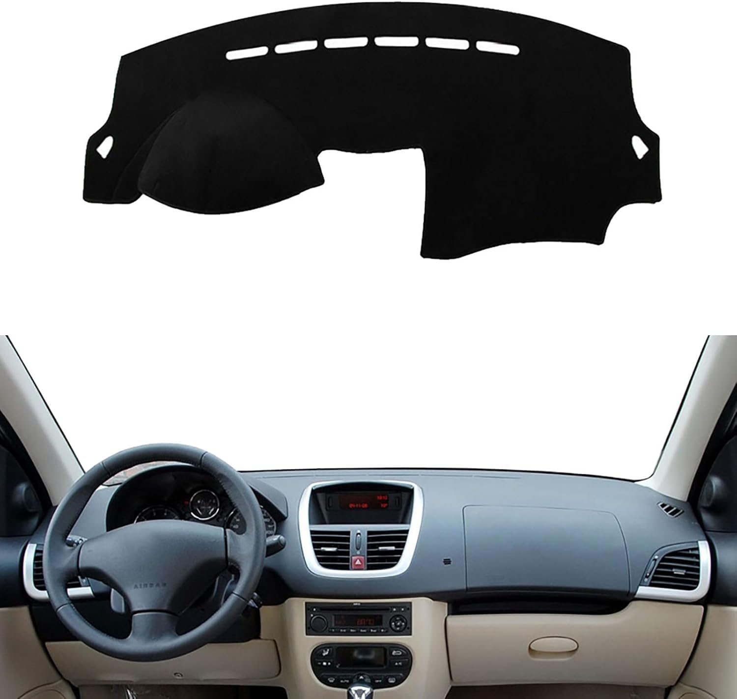 Auto Copri cruscotto Tappetino cruscotto per Peugeot 207 2006 2007 2008 2009+ tappetini Antiscivolo Anti-UV Protezione Solare Antipolvere