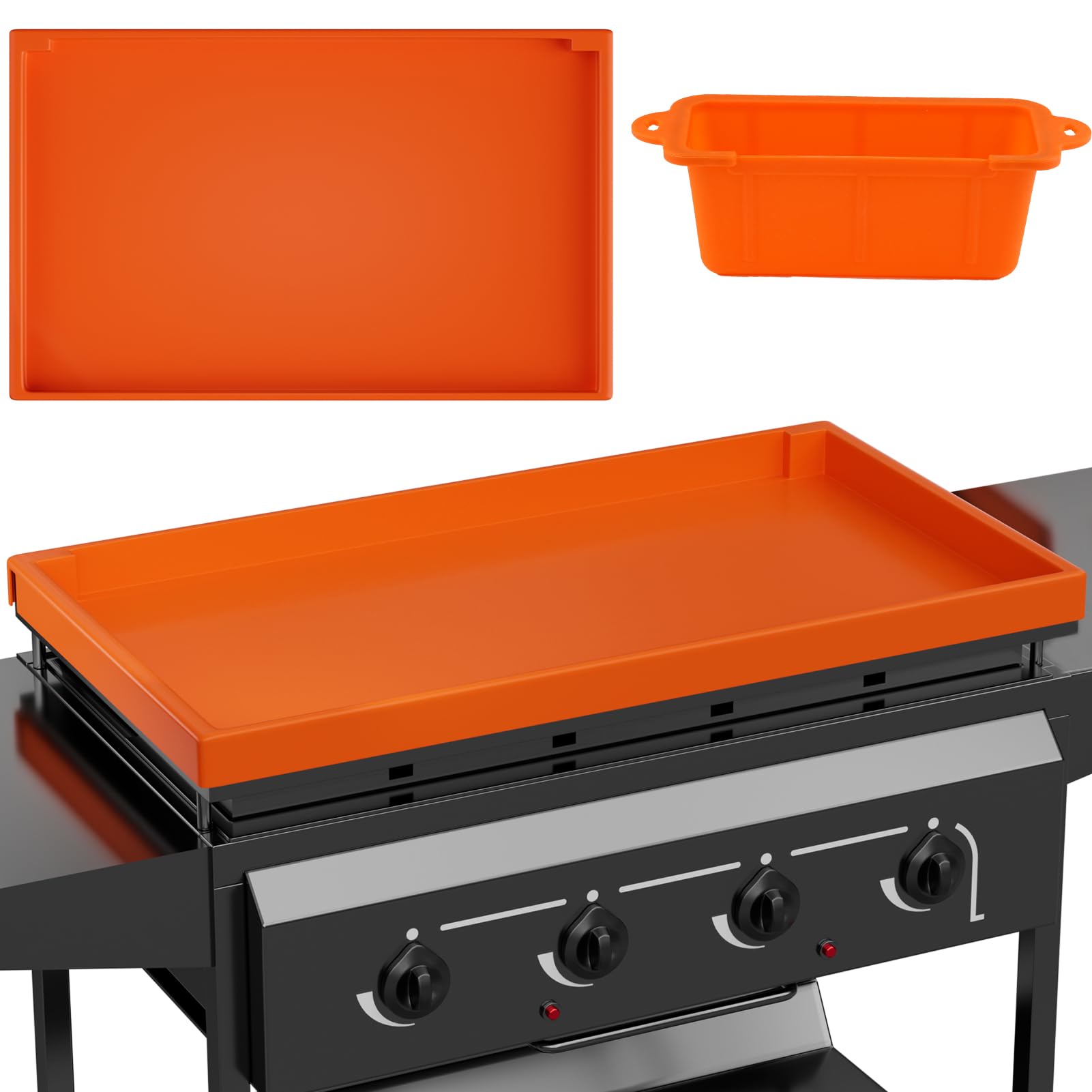 36" Silicone Griddle Mat for Blackstone, Heavy Duty Food Grade Silicone Around Grill Mat, 36 Inch Blackstone Griddle Cover, Upgraded Edge-Full Cover, with One Grease Cup, Suitable for All 36" Grill