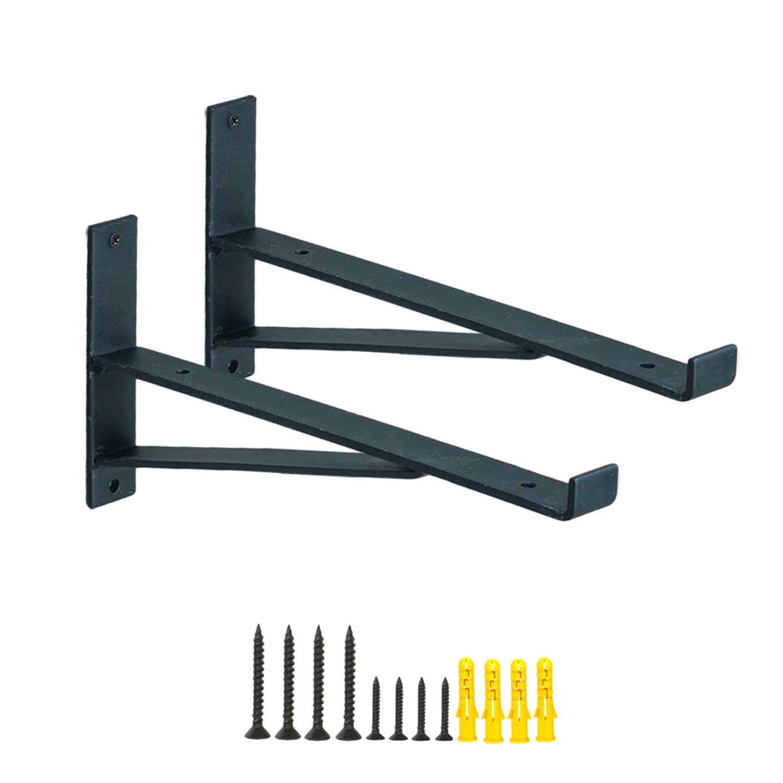 2 Stück Regalträger, Schwarze Metall Regalhalterungen Heavy Duty Schwimmende Regalhalterungen Wandhalterung Frachtunterstützung mit Schrauben, Für Küche Schlafzimmer Garten