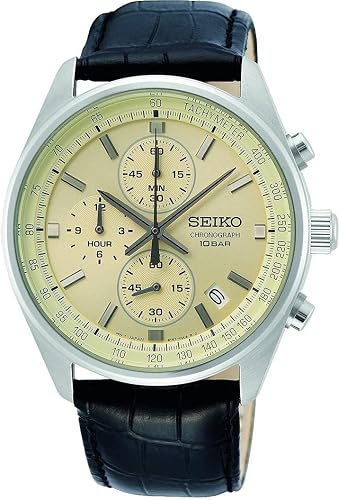 Seiko Herren-Uhr Quarz Edelstahl mit Lederband SSB383P1