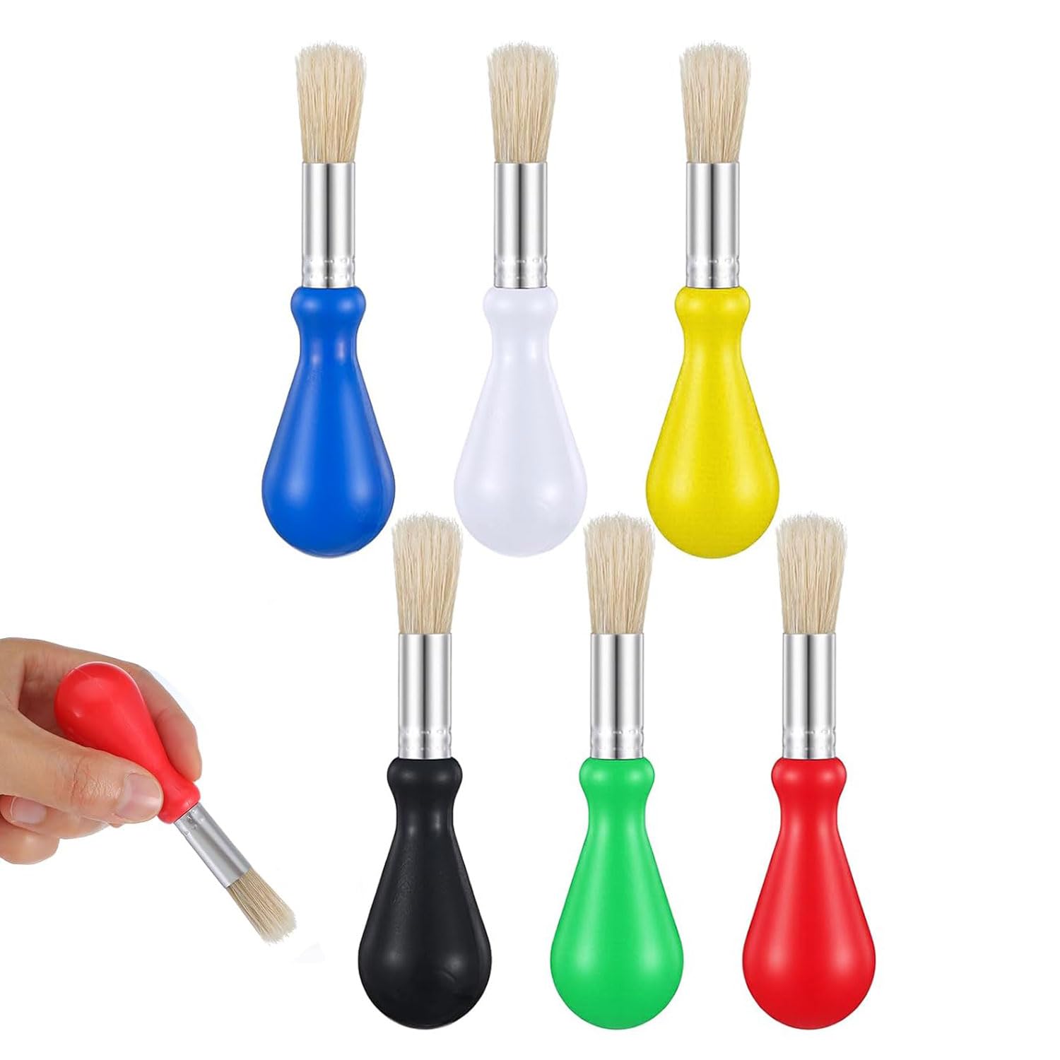 Ji liangli 6-piece set of art brushes, colourful children’s brush set, short-handled art brushes, washable painting and sketching brushes with round handles, suitable for artistic creation