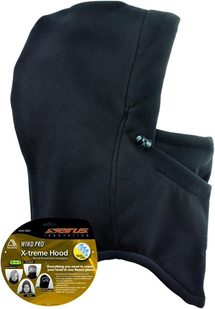Seirus Innovation Wind Pro X-Treme Hood Polartec Head Neck Face Mask Warmer - Loose - Adjustable - Comfortable