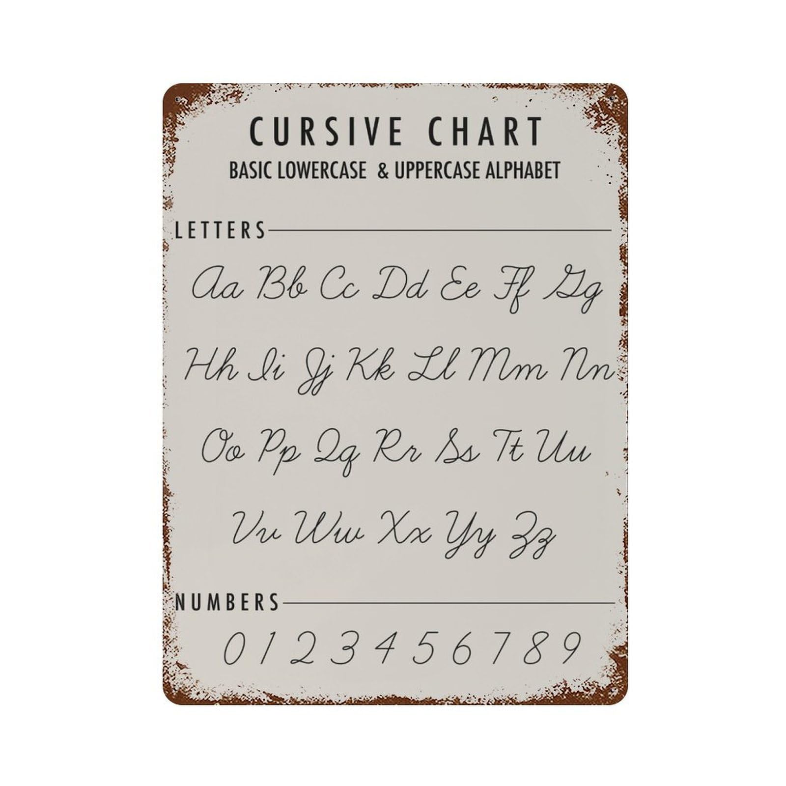 xiaoxiaoshen Cursive Writing Alphabet Chart Wall Decor Art Metal Tin Poster Modern Home Decor Art Home Bar Shop Decorations Vintage Sign 40x30cm
