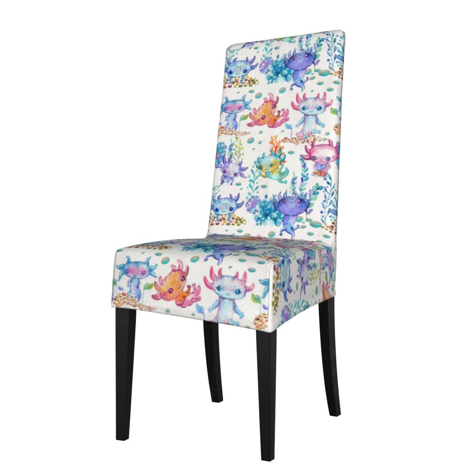 Lkymoh As Picture Watercolor Cute Axolotl, Chair Covers Stretch Chair Slipcovers For Dining Room, For Party Pet Protection Universal Fit Soft Polyester