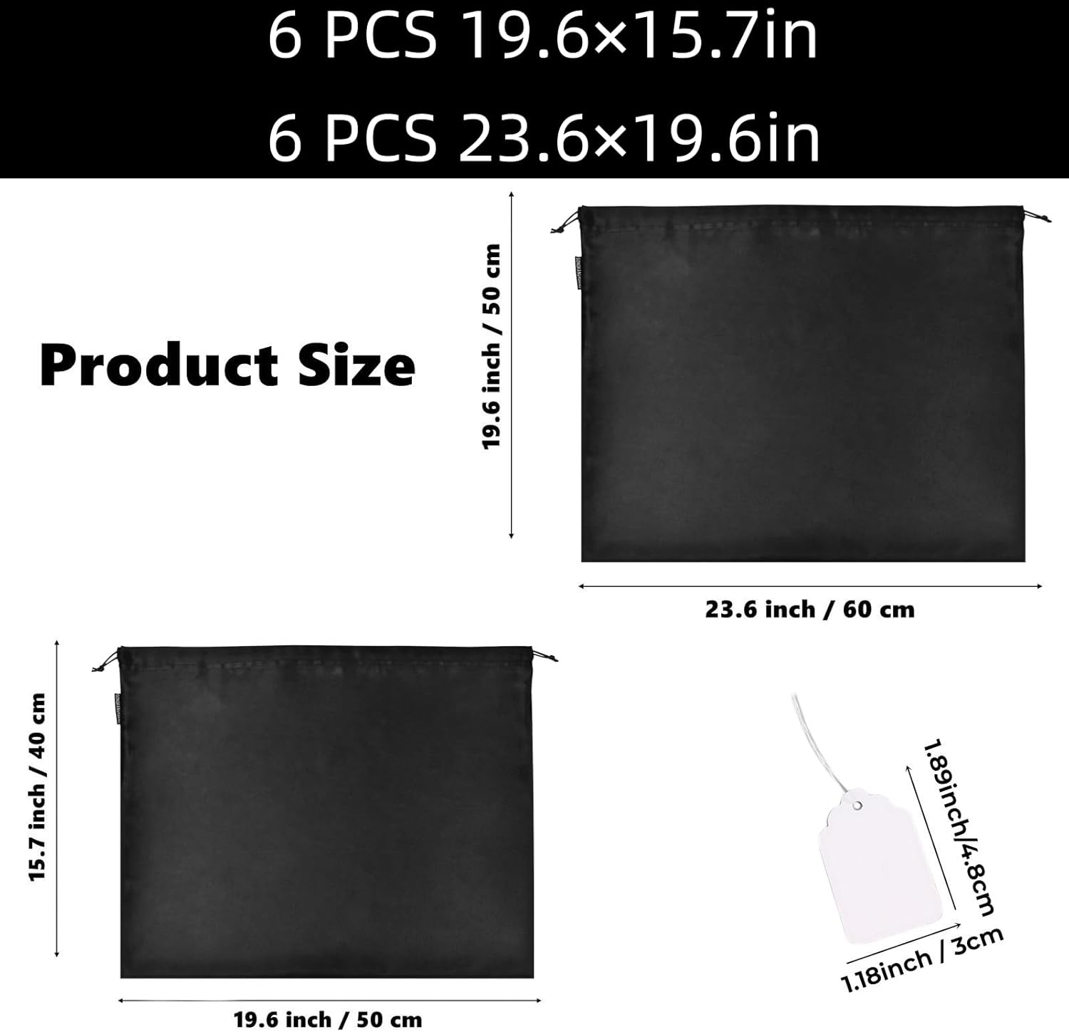 GONGKANGYUAN 12 Pcs Dust Bags for Purses and Handbags Satin Purse Storage Organizer With Drawstring Closure Handbag Protector (Black)