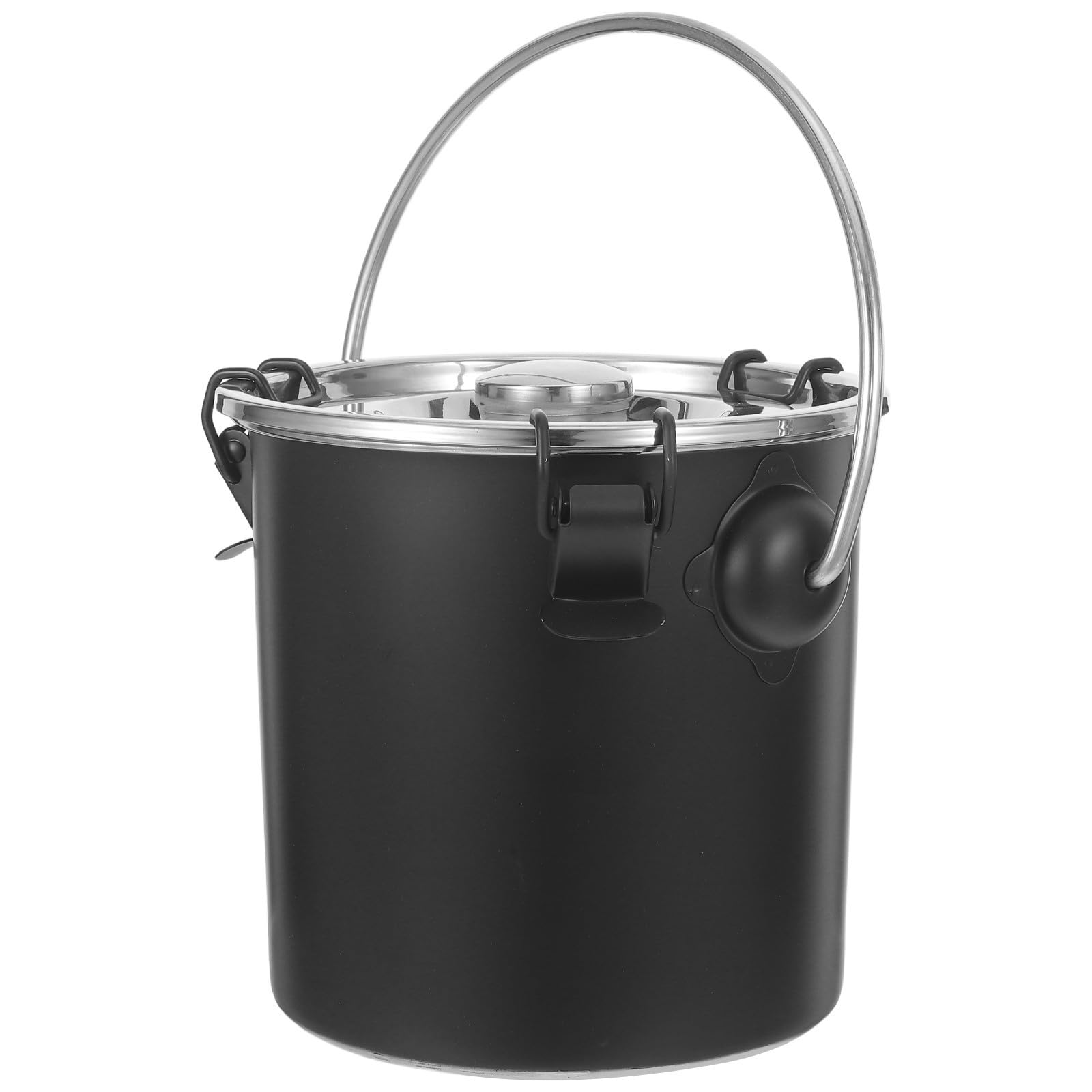 DOITOOL Contenitore Salvaspazio e Portatile per Estinzione Barbecue in Acciaio Inox Nero Design Rotondo Leggero e Resistente per Picnic ed Eventi All'aperti