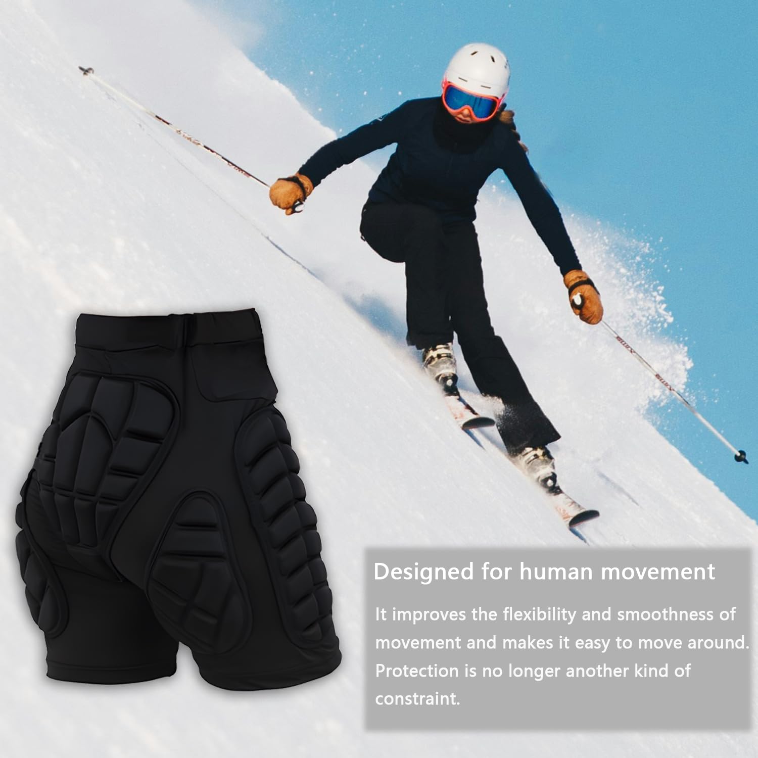 Pantalones cortos protectores acolchados 3D, acolchado de protección, pantalones de protección de cadera, equipo de protección de cadera para snowboard, patinaje, patinaje, ciclismo al aire libre