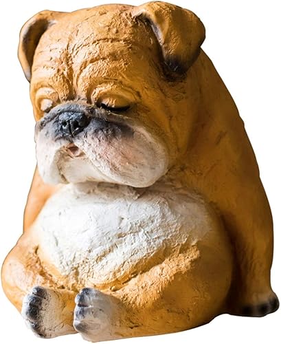Estatua china de feng shui, escultura de animales, estatua realista de bulldog realista, pintada a mano, figura de resina de 7 pulgadas, decoración
