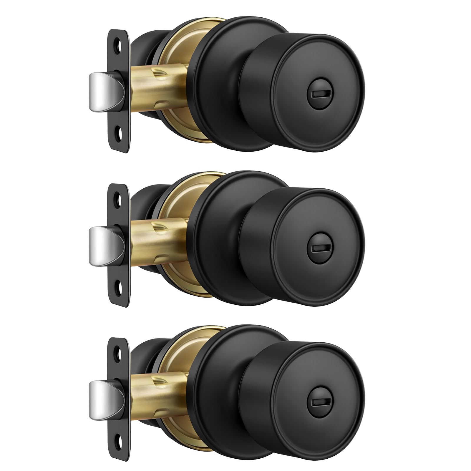 Goldenwarm Matte Black Privacy Door Knobs (10 Pack) -14