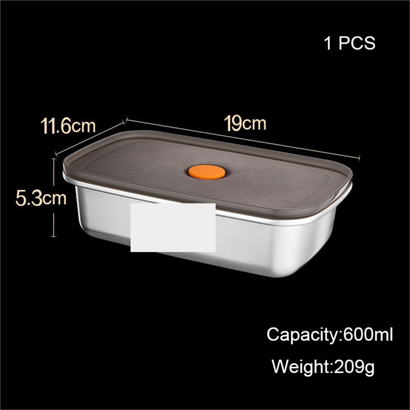 Contenitori per alimenti in acciaio inossidabile Set Di Contenitori For Alimenti In Acciaio Inossidabile Da 1/2 Pezzi, For Sottovuoto Portatili A Prova Perdite(600ml)