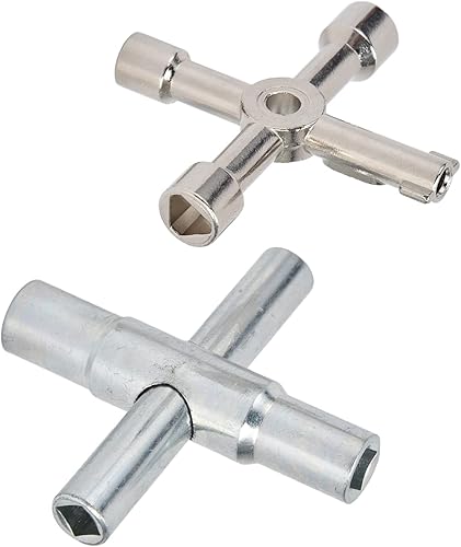 Miniatura 8 de 2 unids 4 vías Sillcock Llaves de agua de acero plateado con 4 vías portátil multifuncional utilidades clave