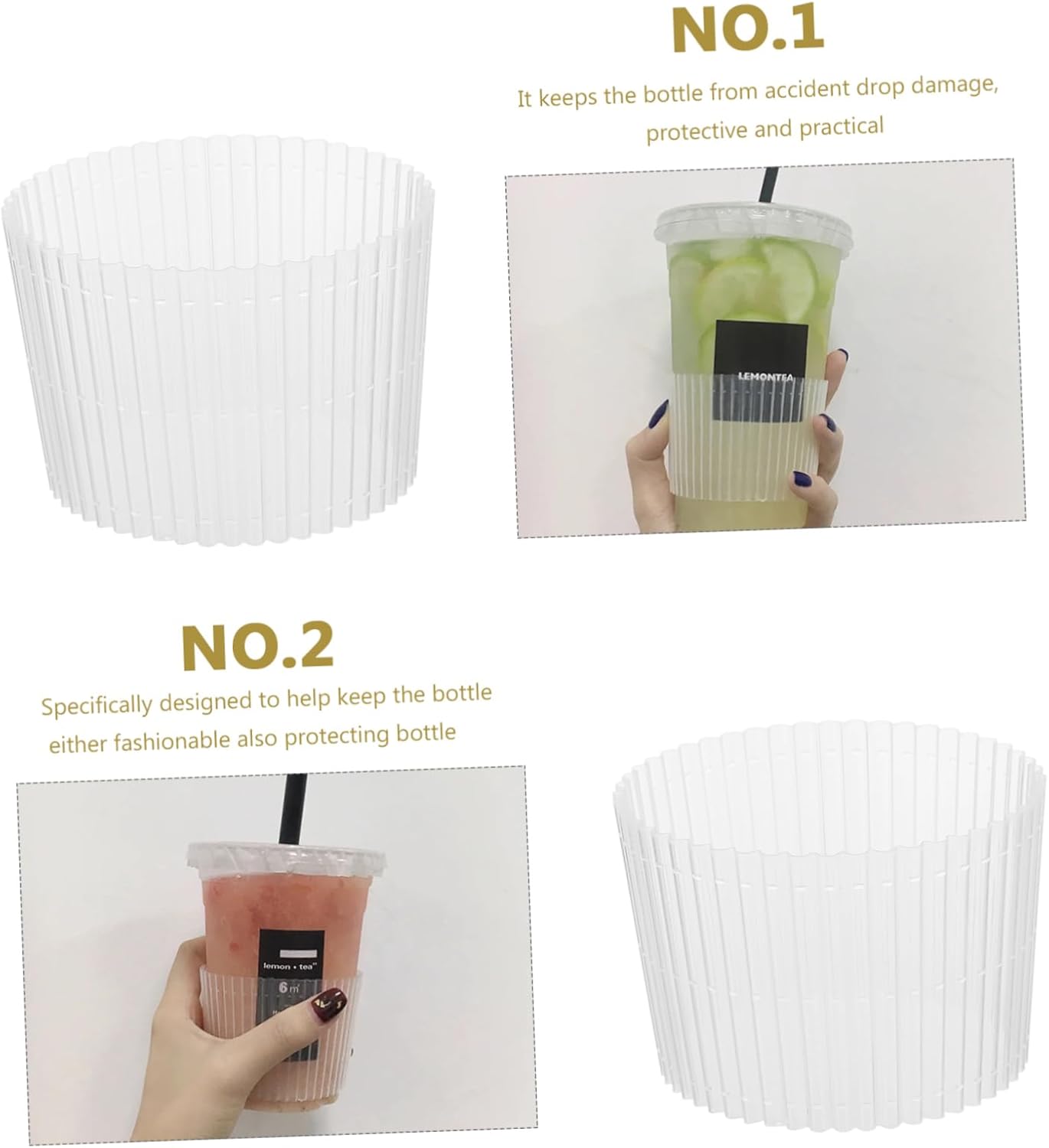 Cabilock 100pcs Cup Insulated Reusable Cups Lids Heat-insulation Sleeve for Milk Tea Coffee Hot Cold Drinks