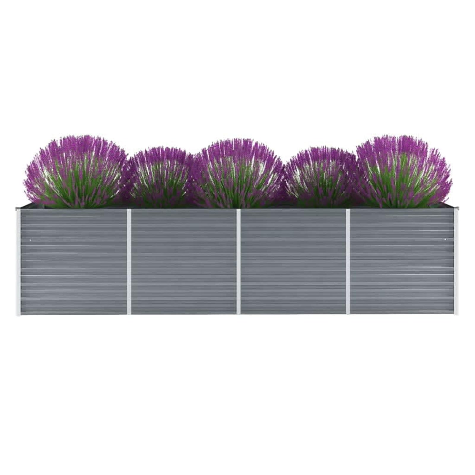IKAYAA Raised beds for garden vegetables Metal Outdoor Elevated Planter Box Galvanised Outdoor Planter Flower Pot for Herbs and Vegetables Use for Patio Garden Balcony-grey-320 x 80 x 77 cm