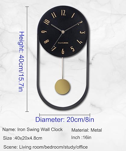 Miniatura 2 de Relojes de pared para decoración de sala de estar, relojes de pared decorativos a pilas con péndulo para dormitorio, cocina, oficina, hogar, reloj