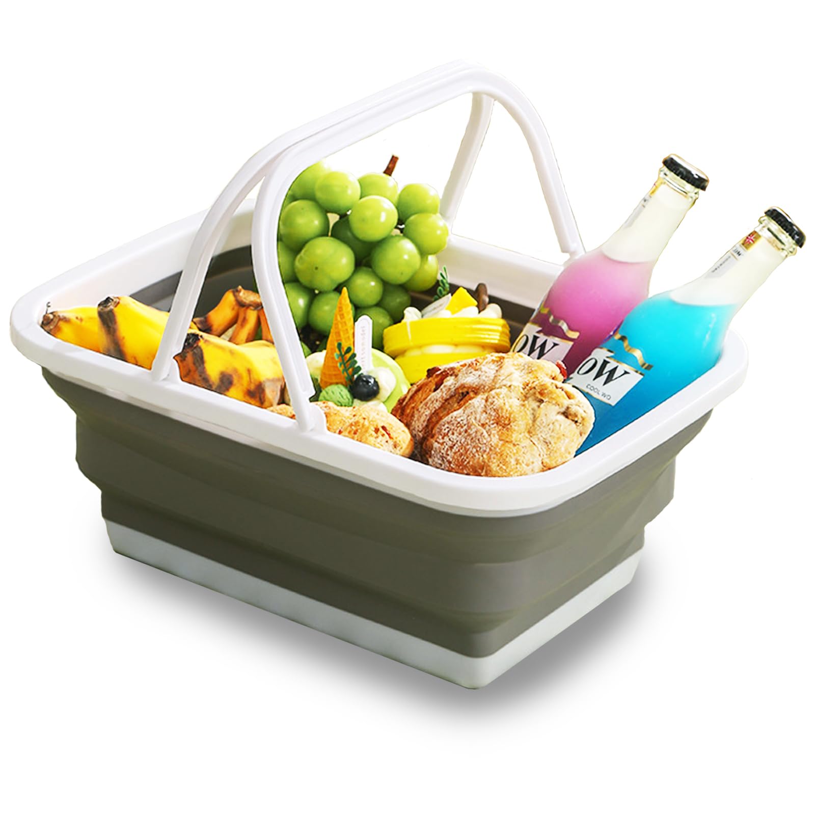 Cestino per Spesa, Pieghevole in Plastica con Manico Cestino, Cassa Pieghevole per Shopping,Ottimo da riporre a casa,per conservare gli snack e in campeggio o in Bagno, 9.2 L