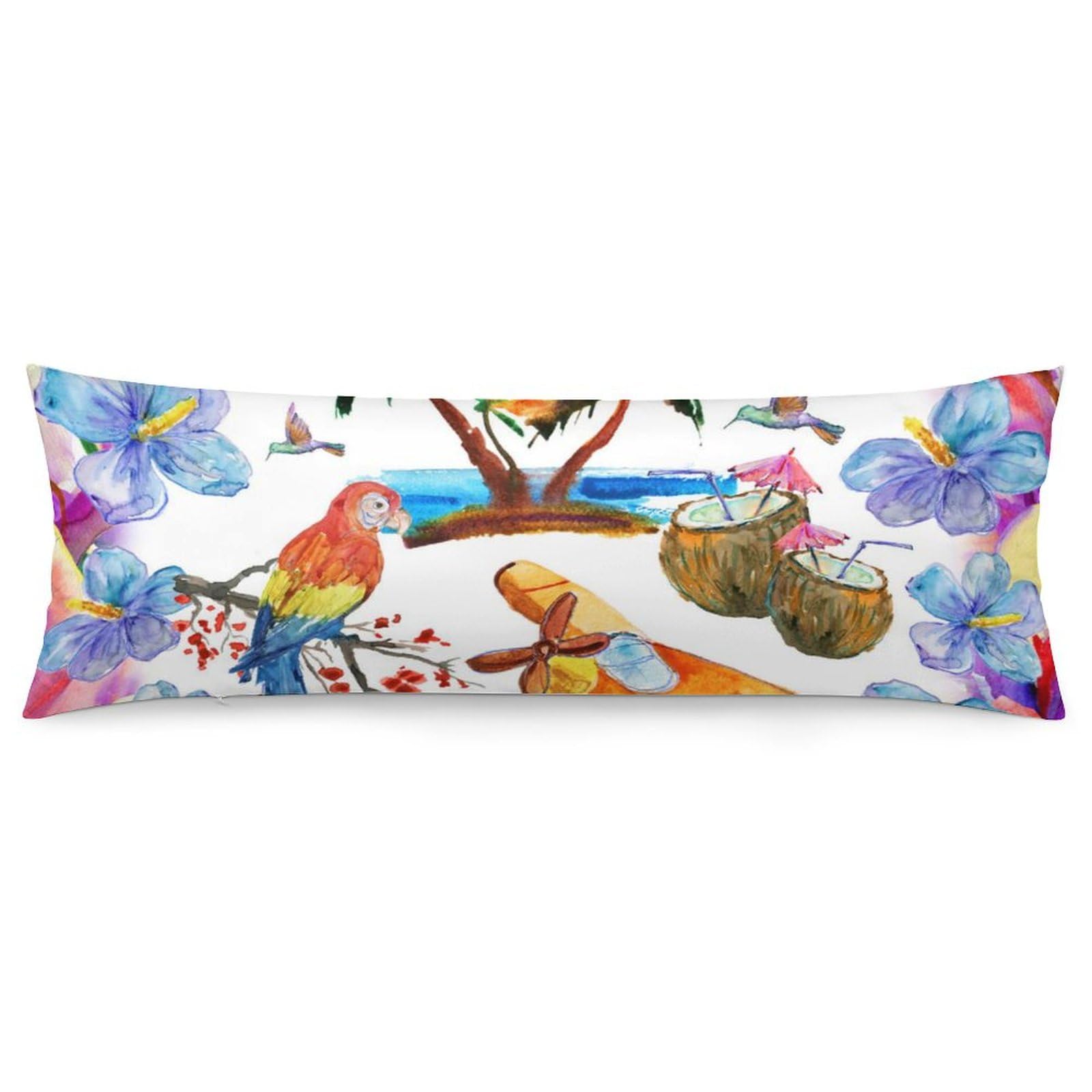 Hawaii Beach Palm Tree and Parrot Body Pillow Cover Lightweight Long Pillow Case for Cushion Sofa Living Room Bed 20