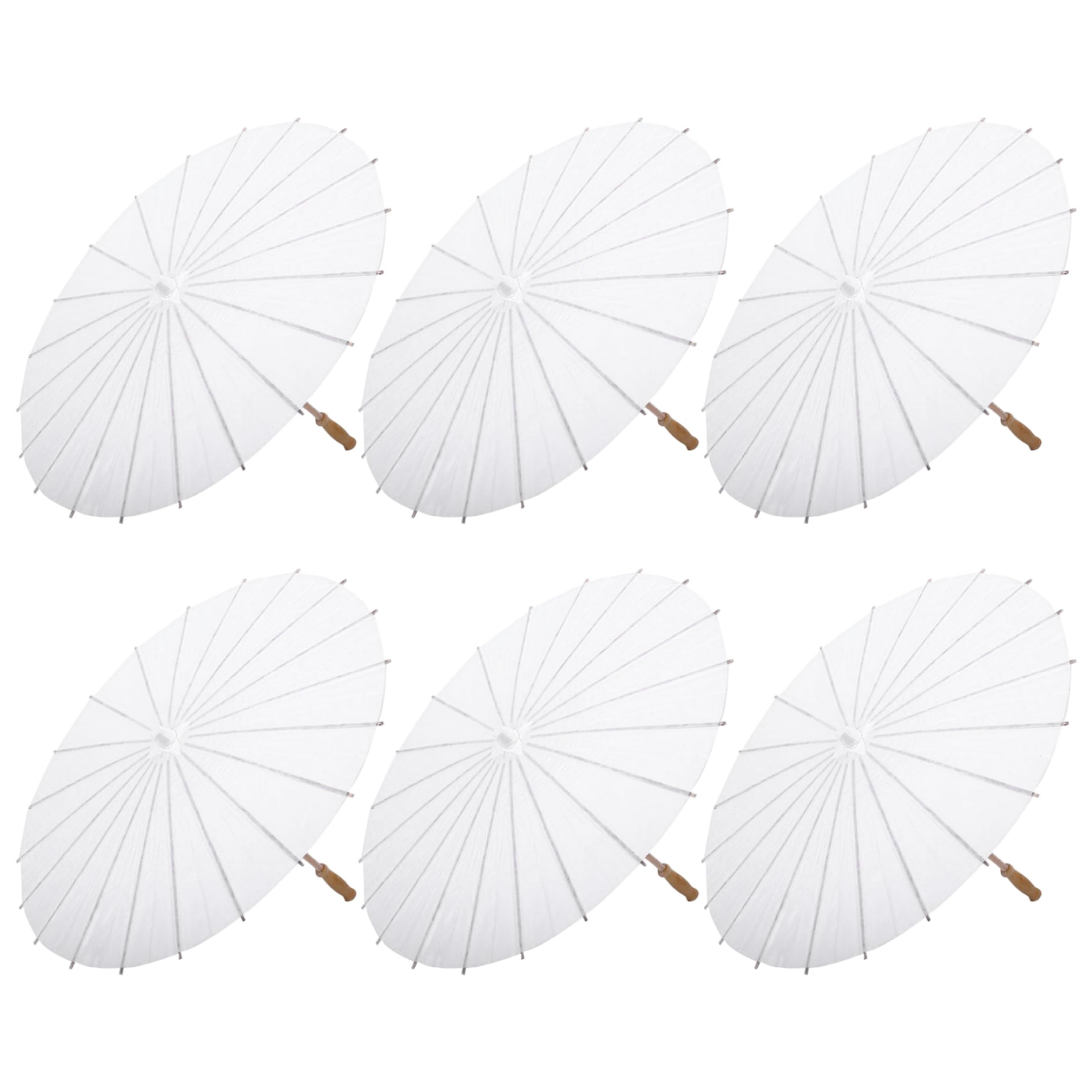 6pcs 33.07in Blank Paper Parasols, White Umbrella for DIY Art & Weddings