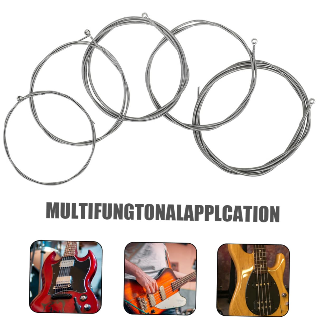 Toyvian 5pezzi Corde per Basso Elettrico in Lega Corde di Ricambio per Strumenti Musicali Avvolte in Metallo Adatte Bassi