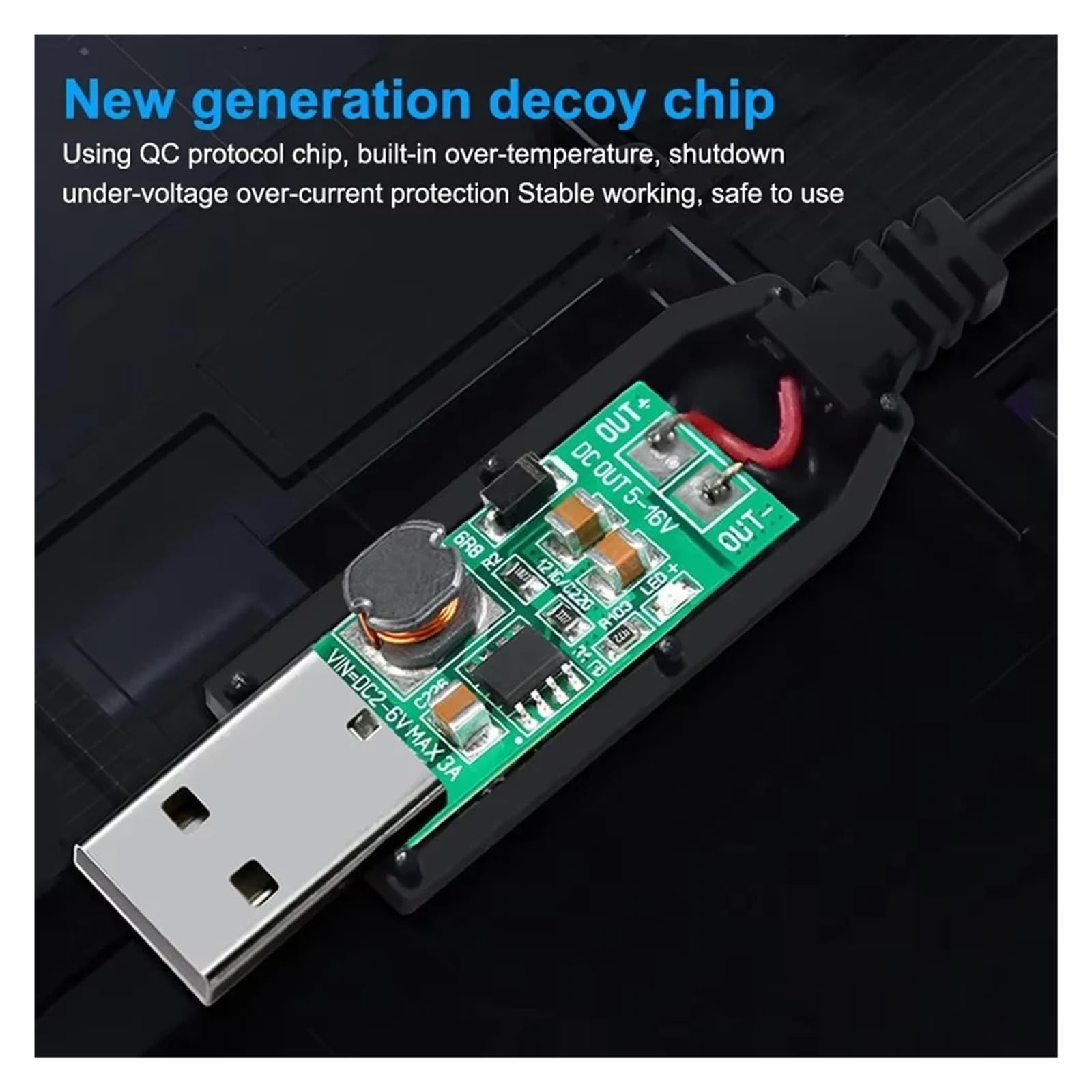 Adaptador USB DC Boost 5V-12V 8 cable de carga enrutador ventilador altavoz