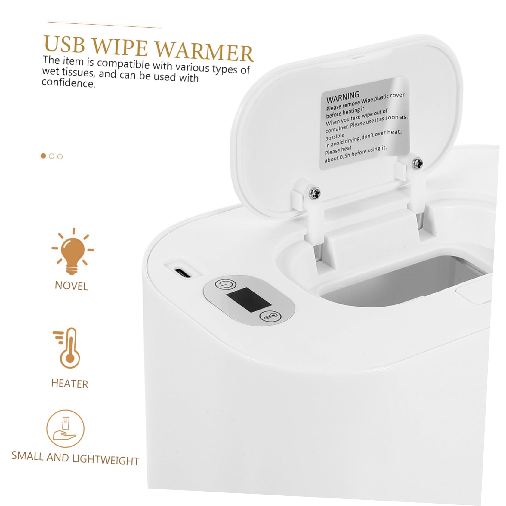 Kisangel Calentador De Pañuelos Húmedos Usb Portátil Control De Temperatura Para Bebés Para Viajes Coche Hecho De Material Seguro y Duradero
