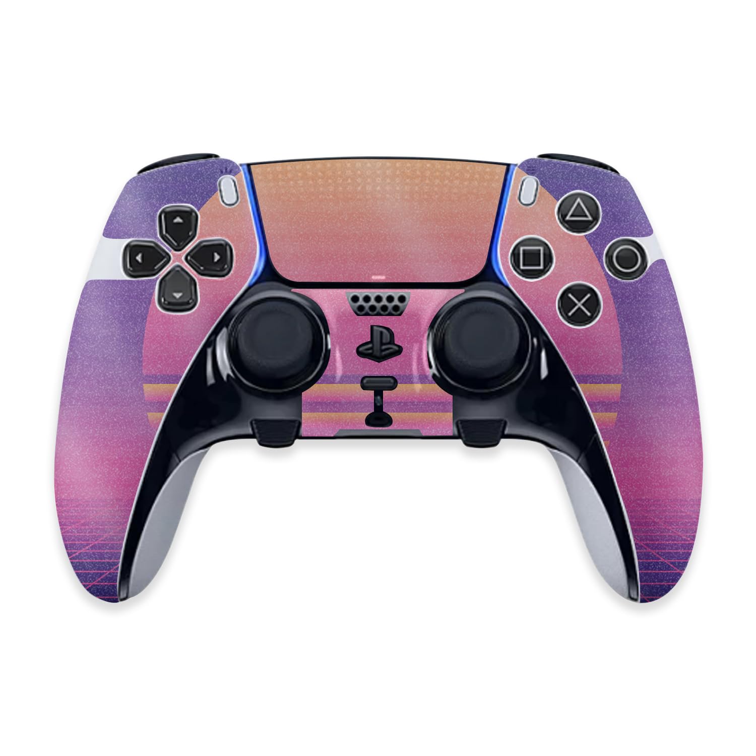 MightySkins Glossy Glitter Skin Compatible with PS5 DualSense Edge Controller - Synthwave Sunset | Protective, Durable High-Gloss Glitter Finish | Easy to Apply | Made in The USA