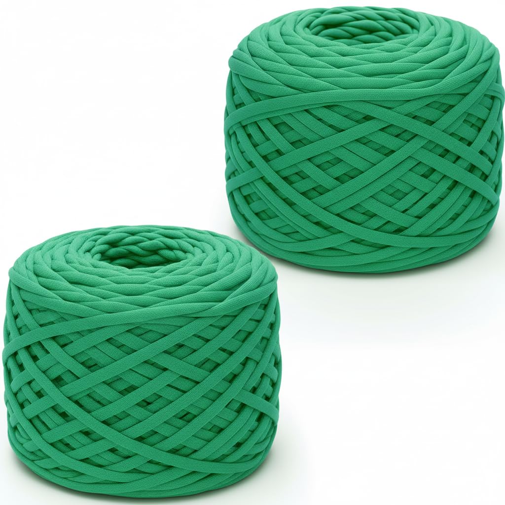 Xtrillogen 2 x 285g T Shirt Yarn,Chunky Yarn for Hand Knitting,Chunky Wool Knitting Kit,Tshirt Yarn for Crochet Wool Bags,Blankets,Baskets & DIY Home Decor (Light Green) — image 1