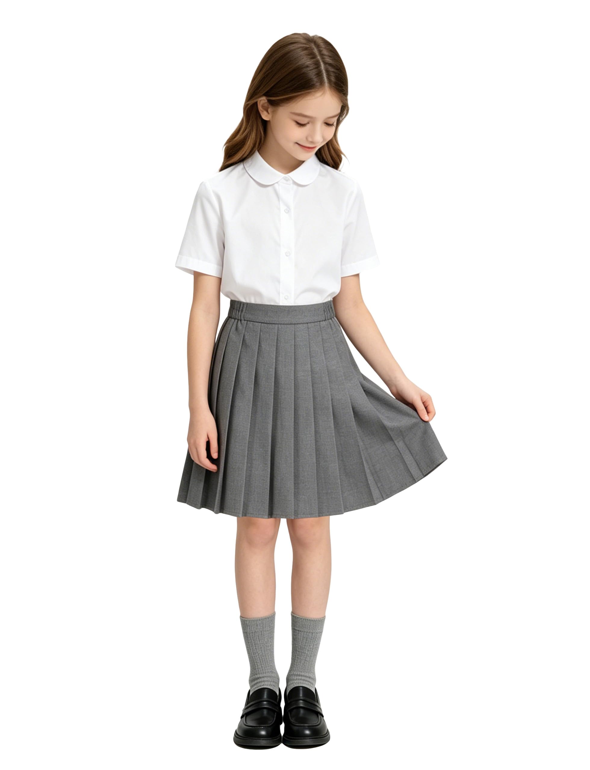 LOLANTA Gonna a pieghe per la scuola, da bambina, linea ad A, lunghezza al ginocchio, con elastico in vita, 8-13 anni