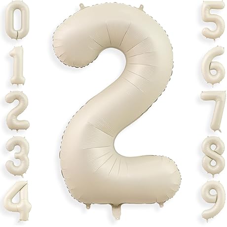 Elegant 40 Inch Cream White 2 Balloon Numbers for Special Occasions
