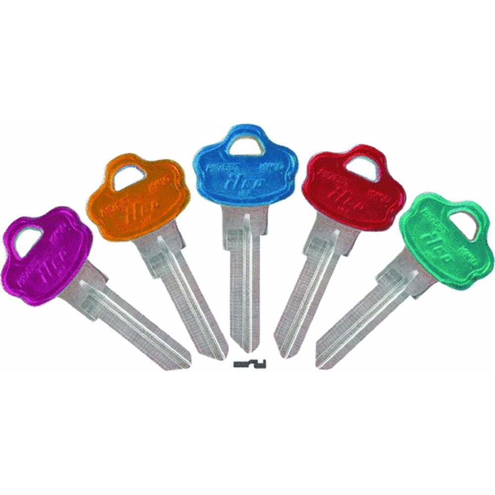 KABA ILCO KW10-PC-ASSORTED Cool Color Plastic Head Key Blank, for