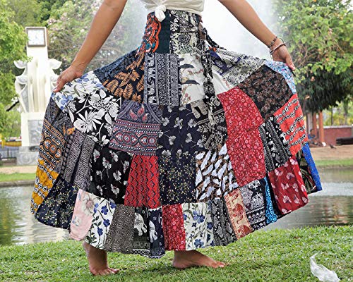 Long Patchwork Skirt Hippie Maxi Tiered Multicolored 100% Soft Rayon2