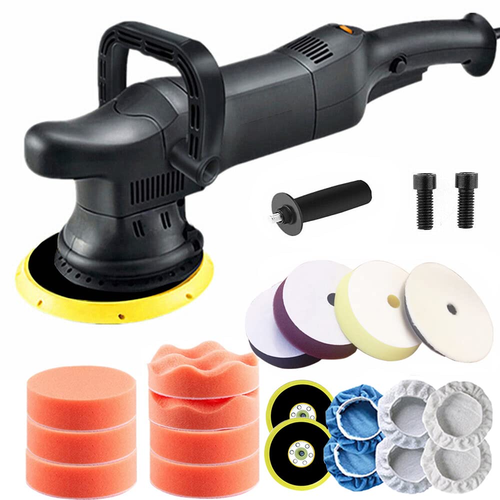 LNHHG Electric Car Polisher Machine 700W Auto Polishing Orbital Dual Action Buffer M8 DA Waxing Tools Power Sander(Complete Kit)