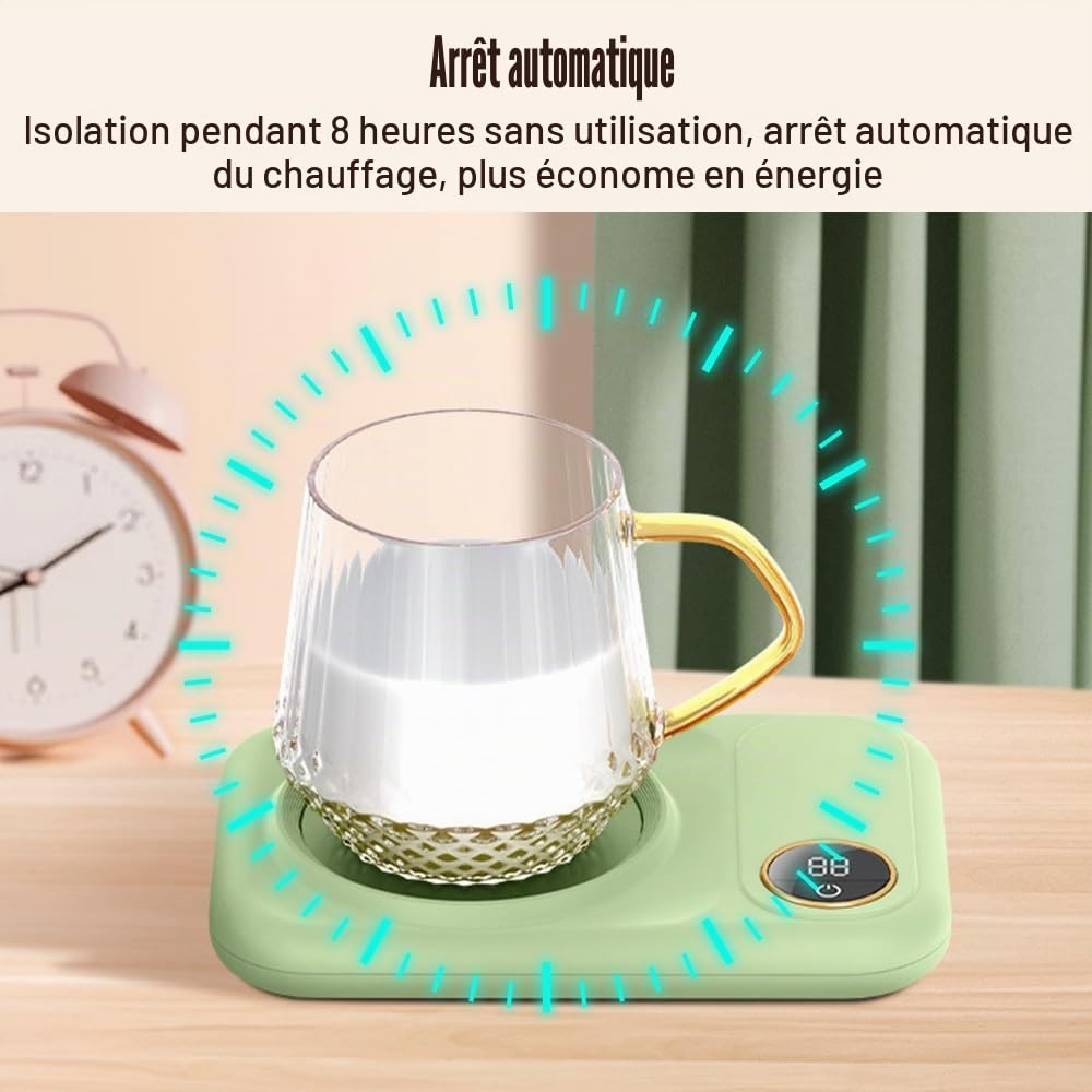 Chauffe-Tasse a Café,Tapis Chauffant Électrique USB 10 W avec Arrêt Automatique de 8 Heures et 3 Réglages de Température pour Bureau,Maison,Bureau,Chauffage du Café,Thé,l'eau,Lait,Boissons