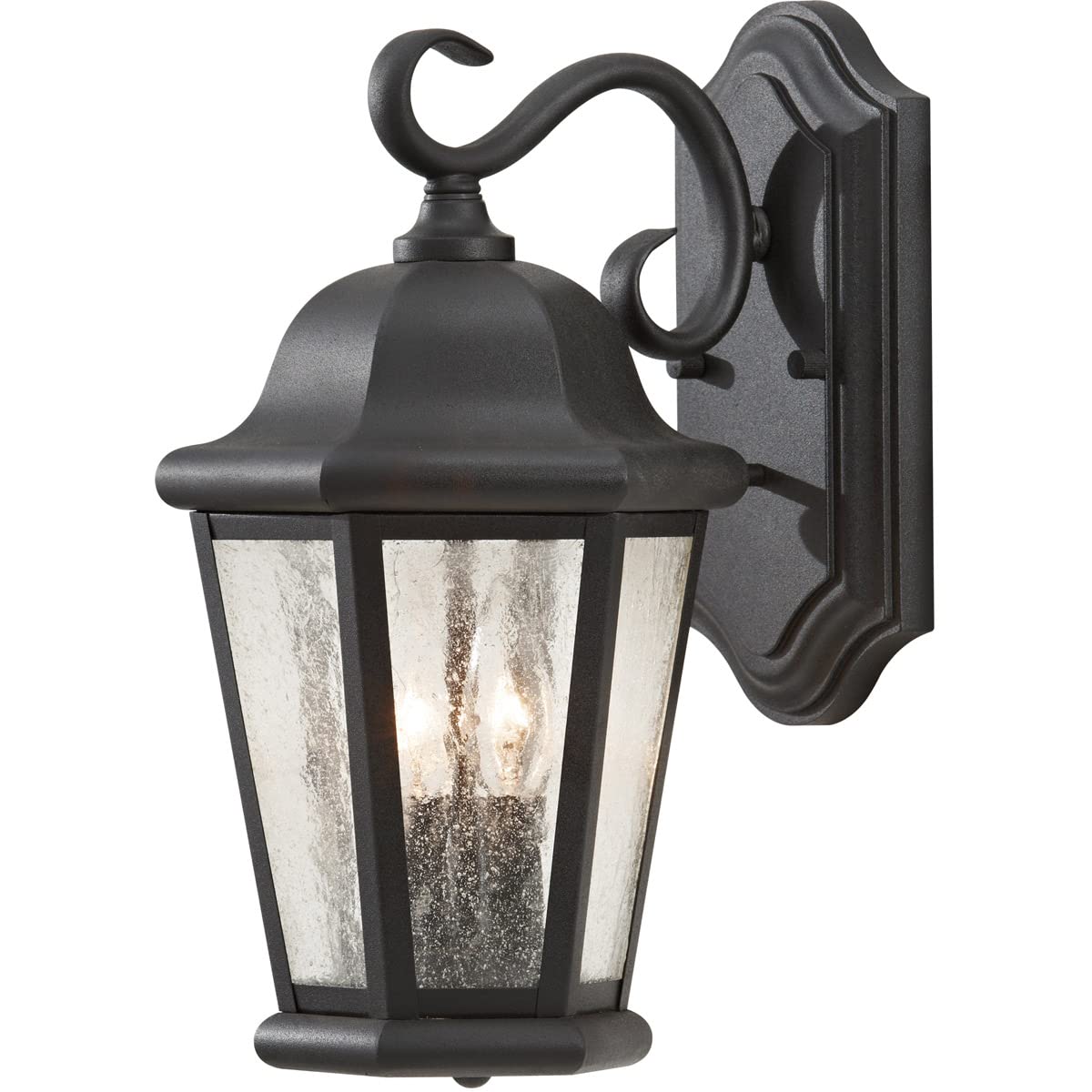 Sea Gull Lighting OL5901BK Martinsville Medium Two Light Outdoor Wall Lantern Outside Fixture, 8"W x 15"H, Black