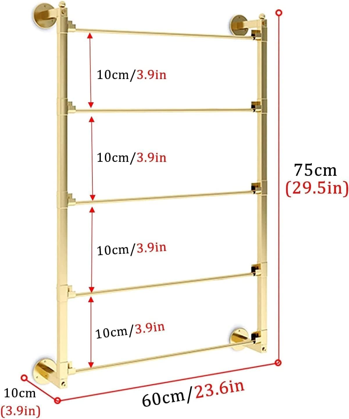 Ribbon Organizer Rack Craft Room Gold Commercial Wall Hanging Ribbon Holder, Space Saving Wrapping Paper Storage Rack, Scarf Display Stand, for Scarf/Shawl/Tie(60x75cm/23.6inx29.5in)
