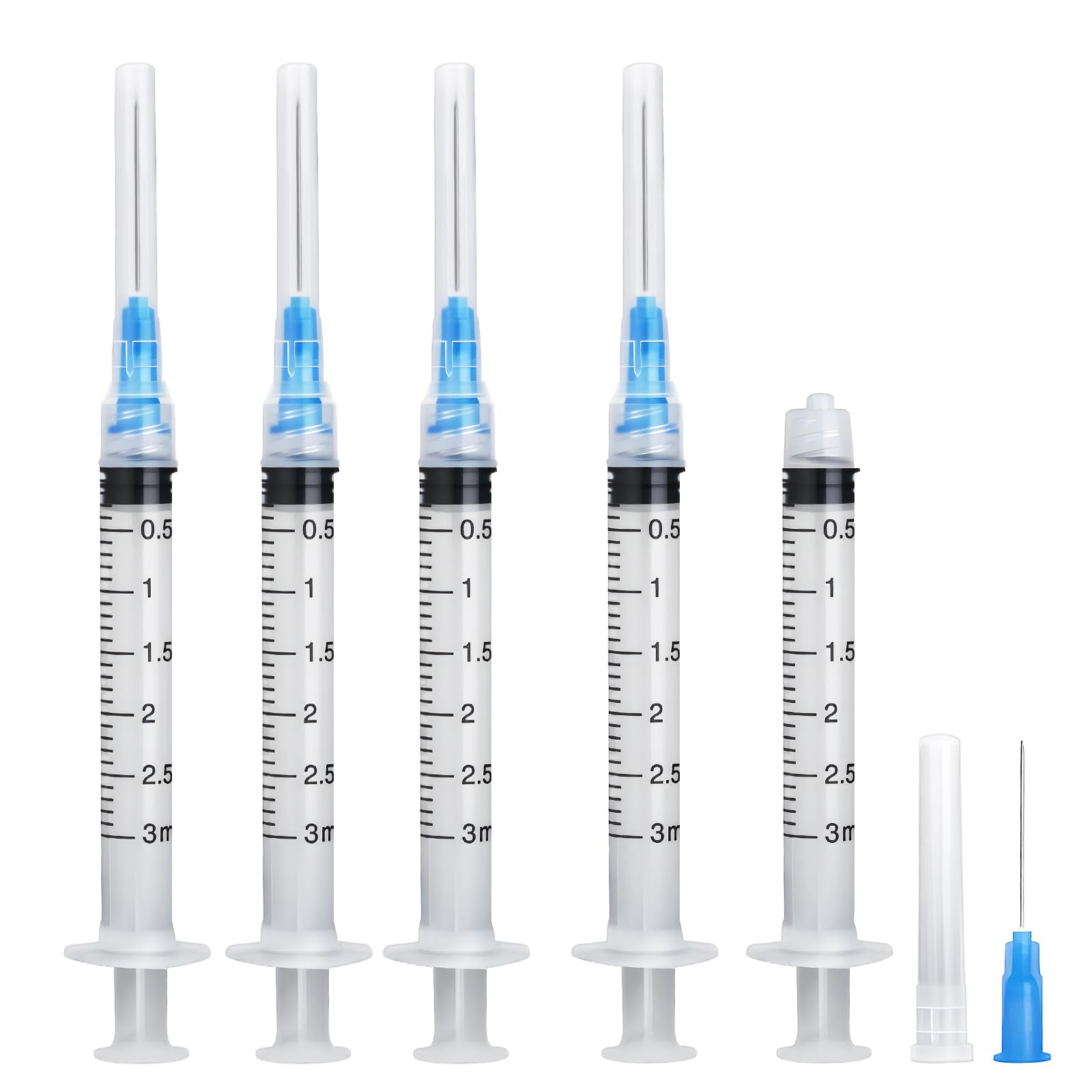 20 Pack 3ml Syringes with 23G 1 Inch Needle, Disposable Luer Lock Syringe Individually Sterile Packed for Scientific Lab, Liquid Measuring and Dispensing