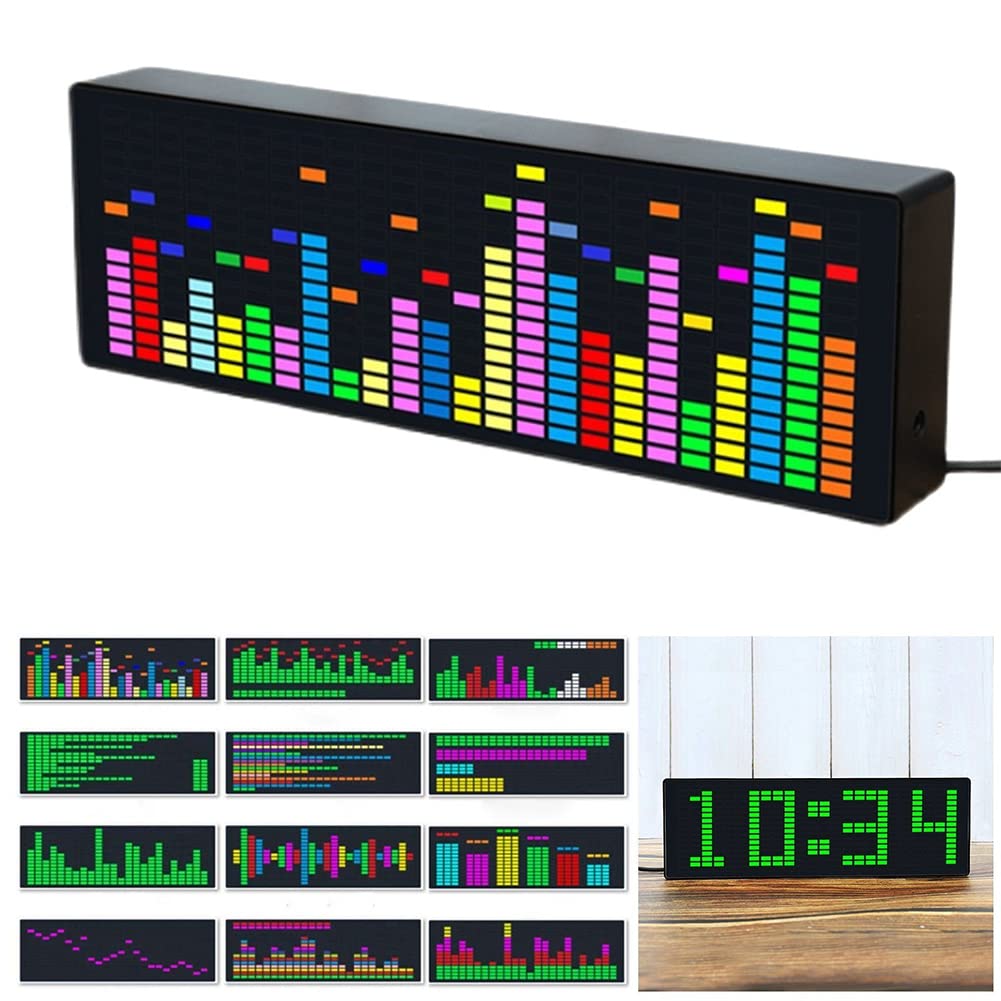 DAZZLEEX Indicateur de spectre audio à LED pour musique, VFD, affichage de l'atmosphère audio, horloge de mélange de couleurs, contrôle vocal