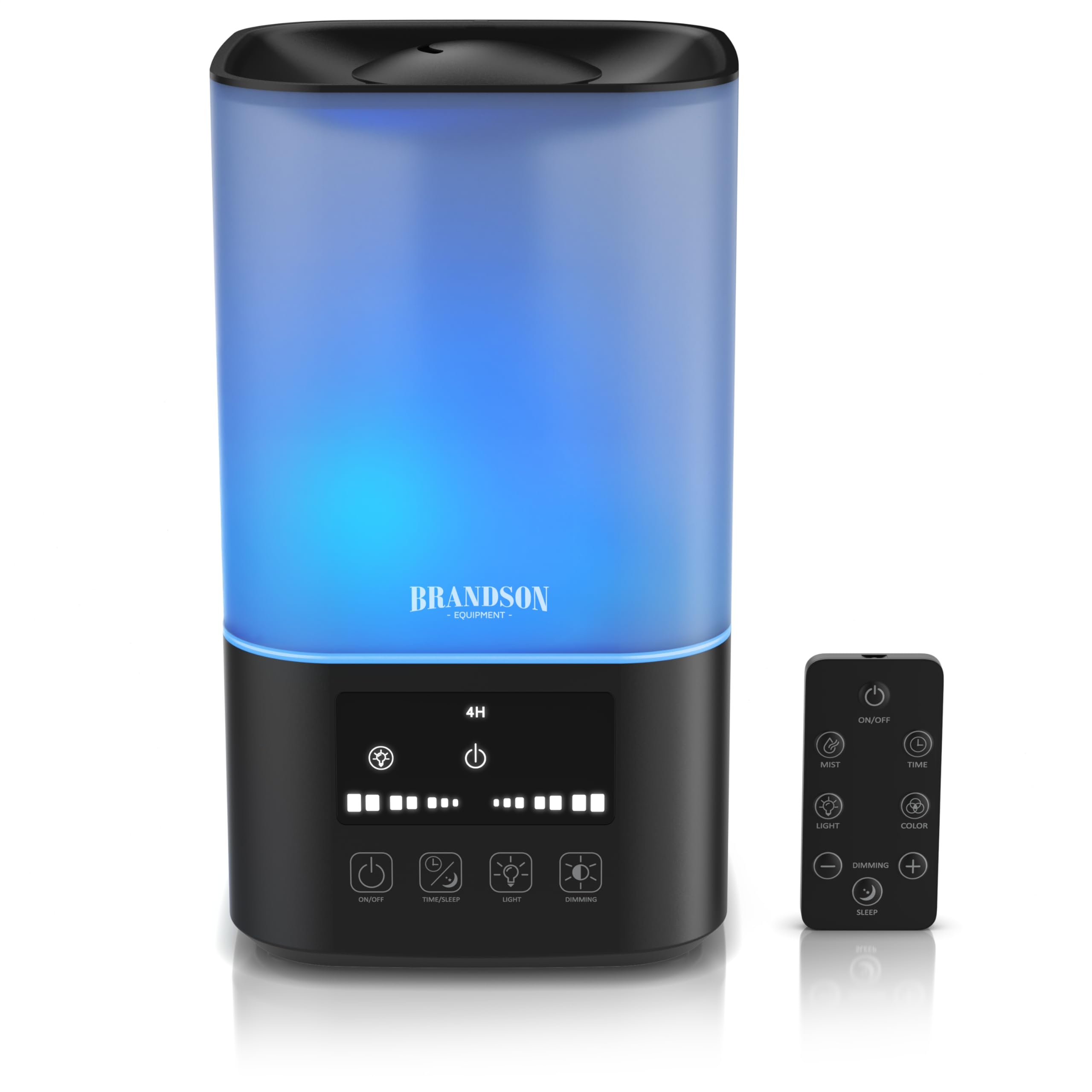 Brandson - Luftbefeuchter 2,5 Liter - sehr leise 30dB - Fernbedienung - Display digital – 3 Nebelstufen - 7 Helligkeitsstufen - RGB - Schlafmodus - Schlafzimmer Kinderzimmer Wohnzimmer