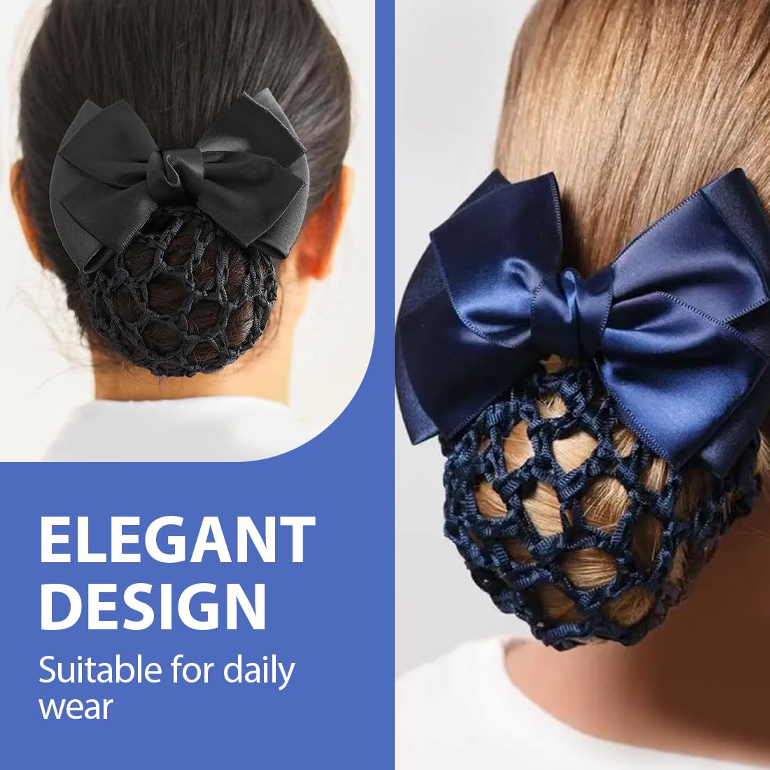 2 Pezzi Retina per Capelli Chignon, Fermaglio a Scatto Con Fiocco, per Acconciature da Balletto, Retine per Capelli Chignon, Fermaglio per Capelli a Scatto con Fiocco e Retina per Ragazze e Donne