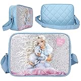Maße: ca. 33 x 24 x 8 cm Depesche 11997 TOPModel Iceworld - Umhängetasche in Hellblau mit Model-Motiv und Glitzer-Hintergrund, Tasche mit Reißverschluss und längenverstellbarem Tragegurt