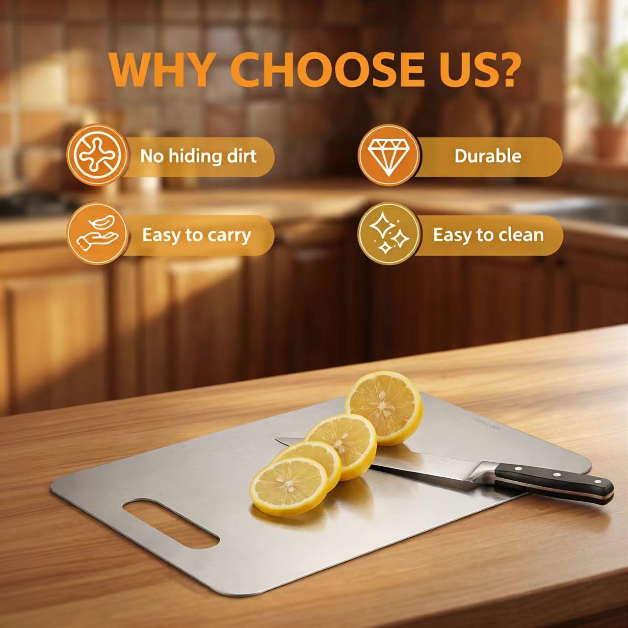 3 PCS Stainless Steel Cutting Boards for Kitchen, 304 Metal Non Stick Chopping Board Set, Dishwasher Safe & Warp Proof (15.3"x11", 13.4"x9", 11.8"x7.9" Inch) - Image 5