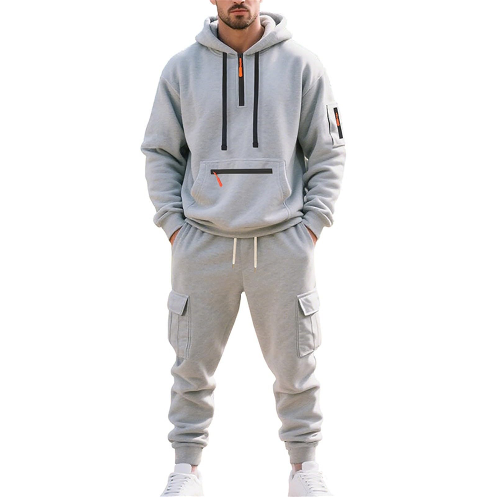 Tuta da uomo Insieme Inverno, Set da uomo chic e casual, tuta da corsa in palestra fitness, abbigliamento urbano moderno, abbigliamento autunno inverno caldo, abbigliamento felpa con cappuccio