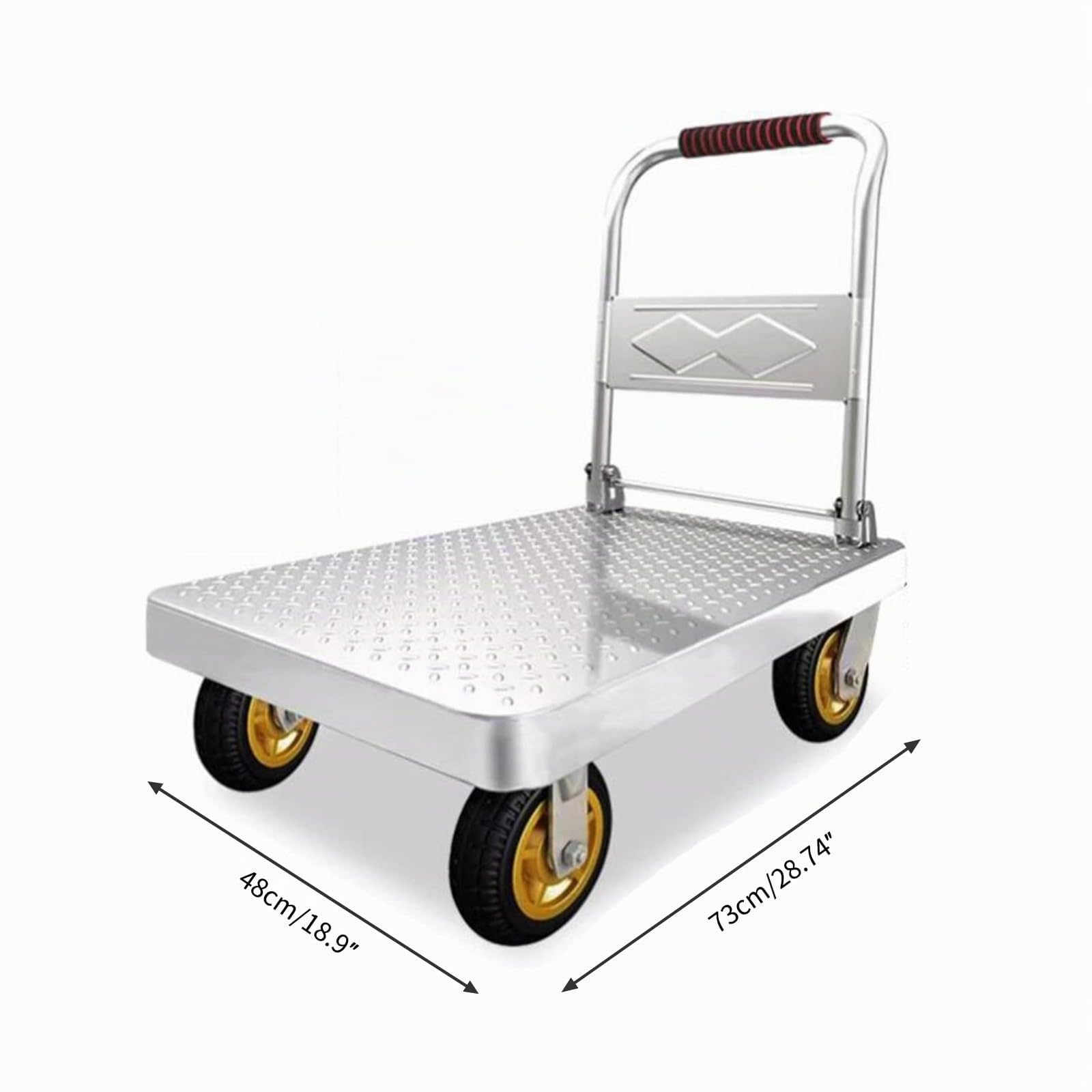 Carretillas 150-500 kg Carros de Plataforma Metálicos de Acero,Carrito Plegable con Ruedas,Equipados con Ruedas Giratorias de 360°,Adecuados para Supermercados,Almacenes y Garajes(Size:73x48cm)