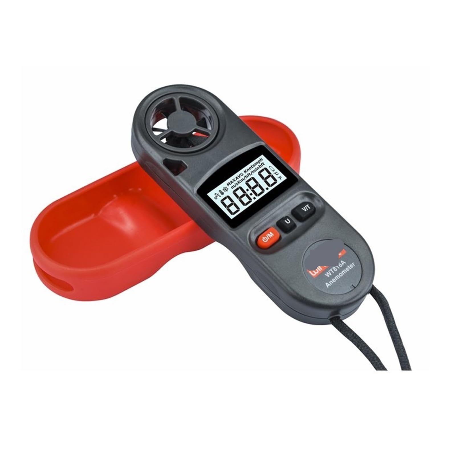 Velocidad del viento, WT816A Anemómetro digital de 30 m/s Velocidad del aire -10~45 C Temperatura del viento Velocidad Indicador de enfriamiento Medidor de medida