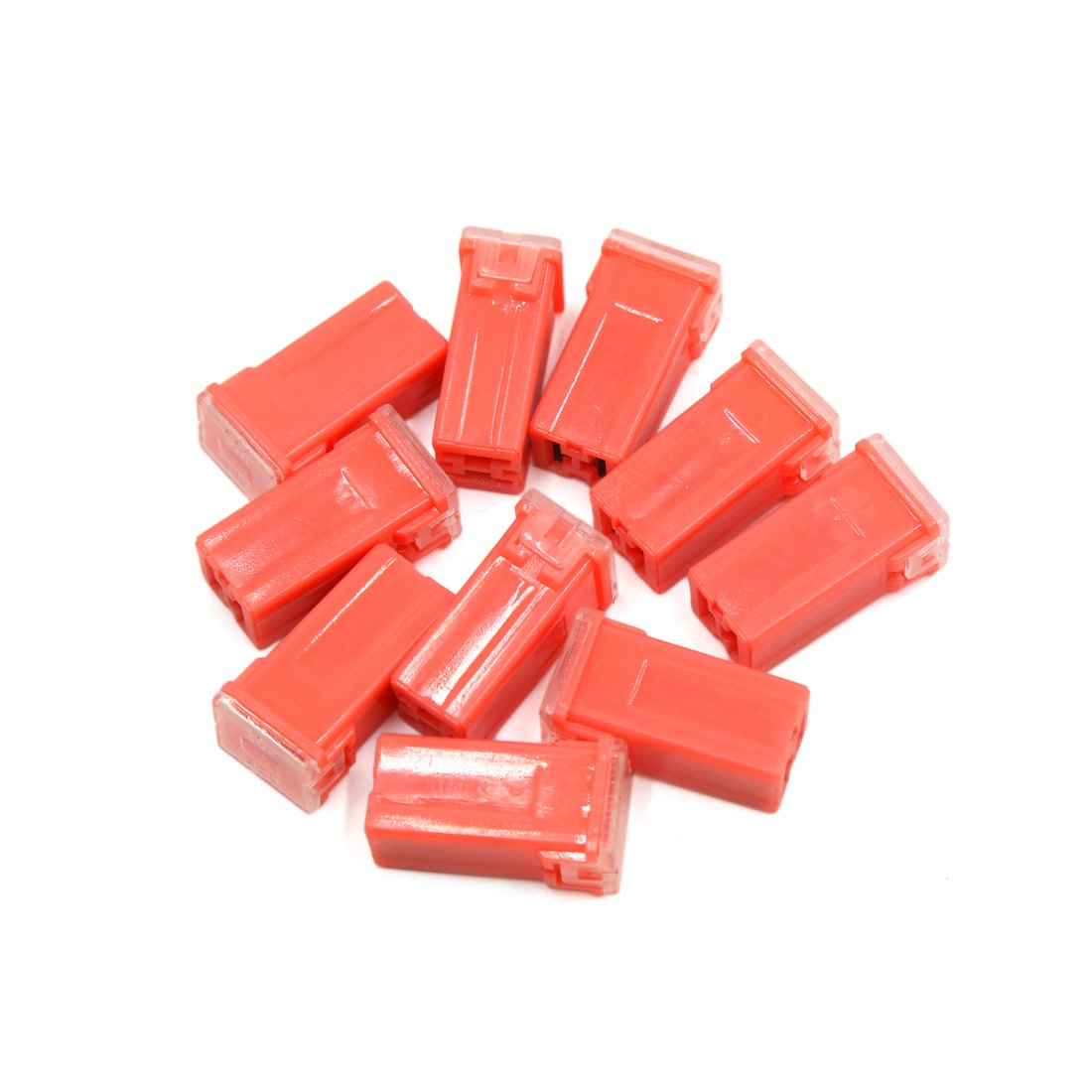AERBNYEQP 10Pcs 30A 32V Pink Plastic Mini Push-in Type Female PAL Cartridge Fuses for Car